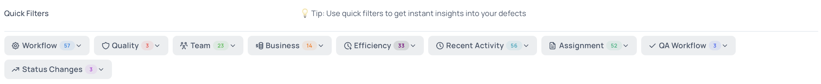 Defect Overview Quick Filters