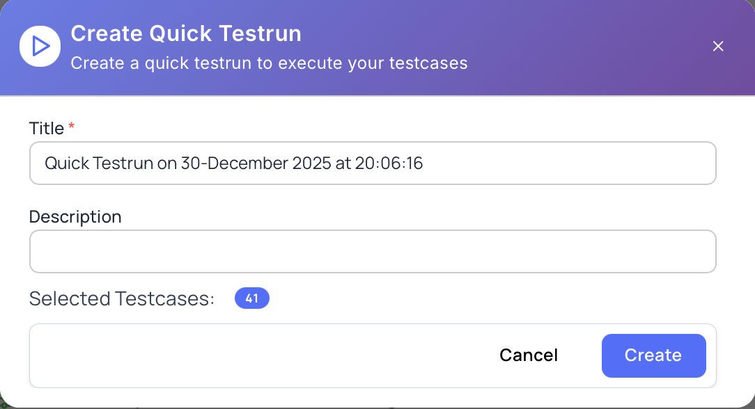 Create Test Run from Selected Test Cases