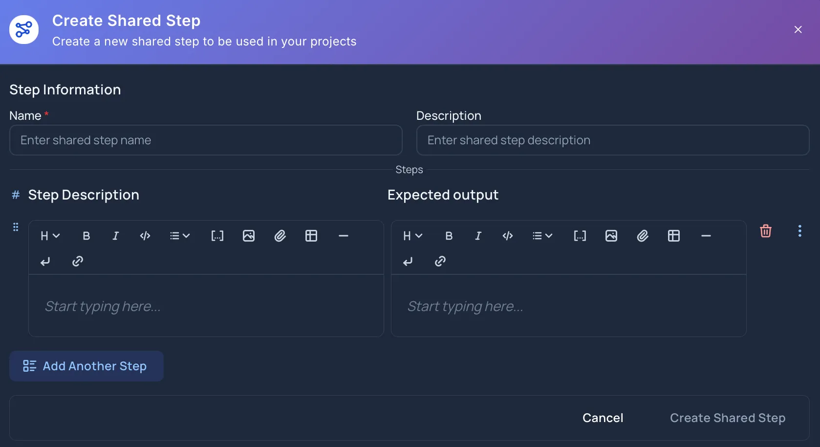 Create Shared Step