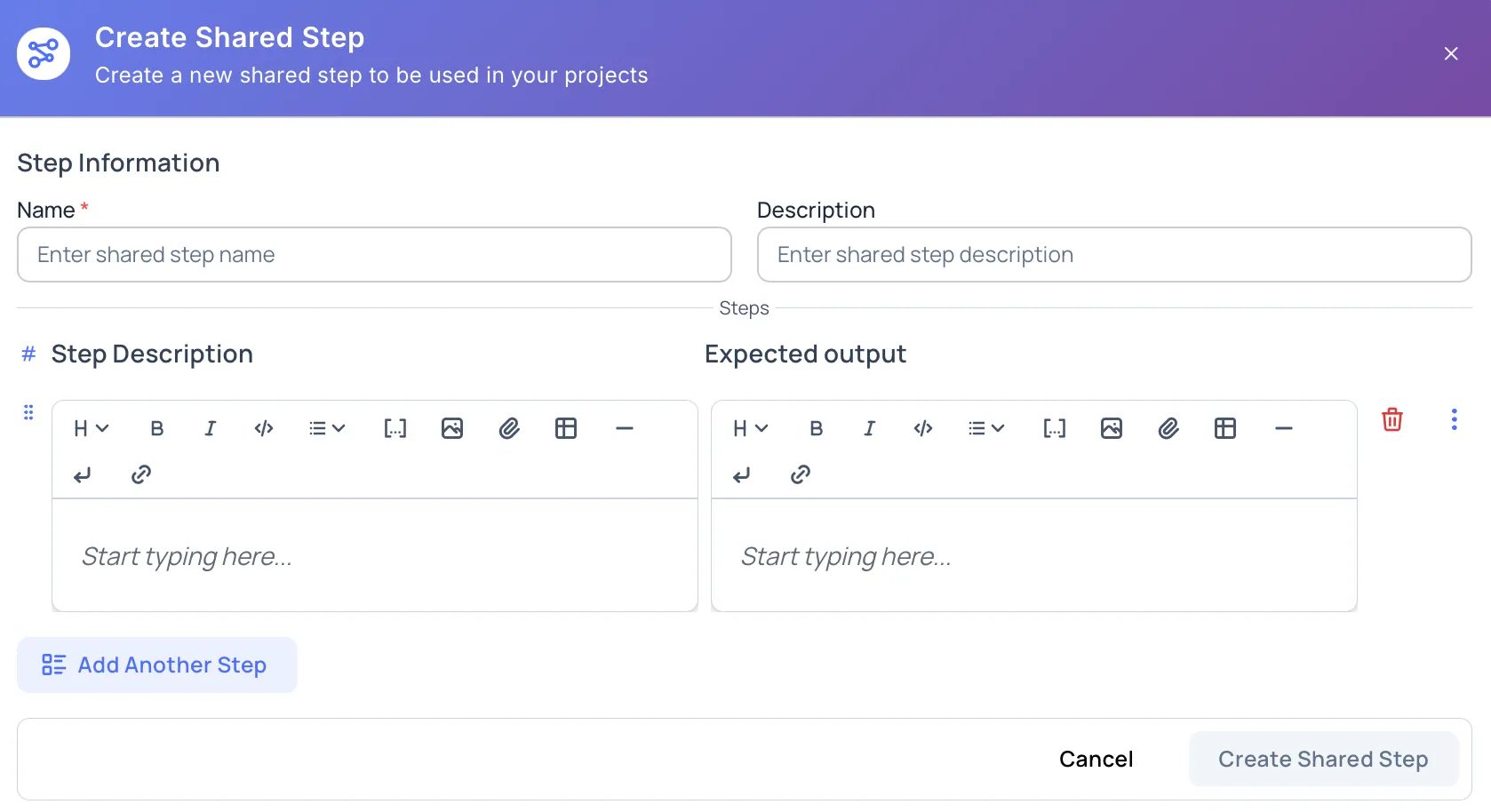 Create Shared Step