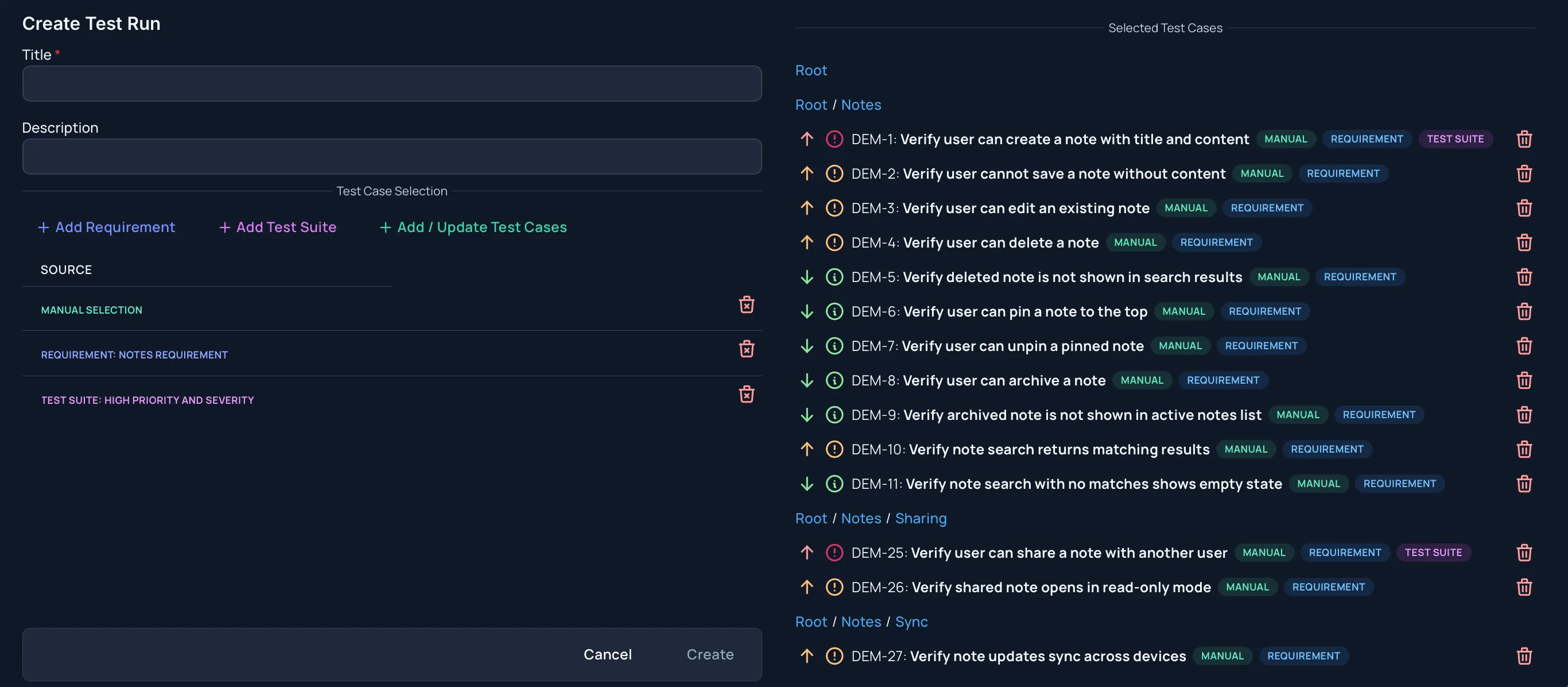 Create Test Run With Test Cases