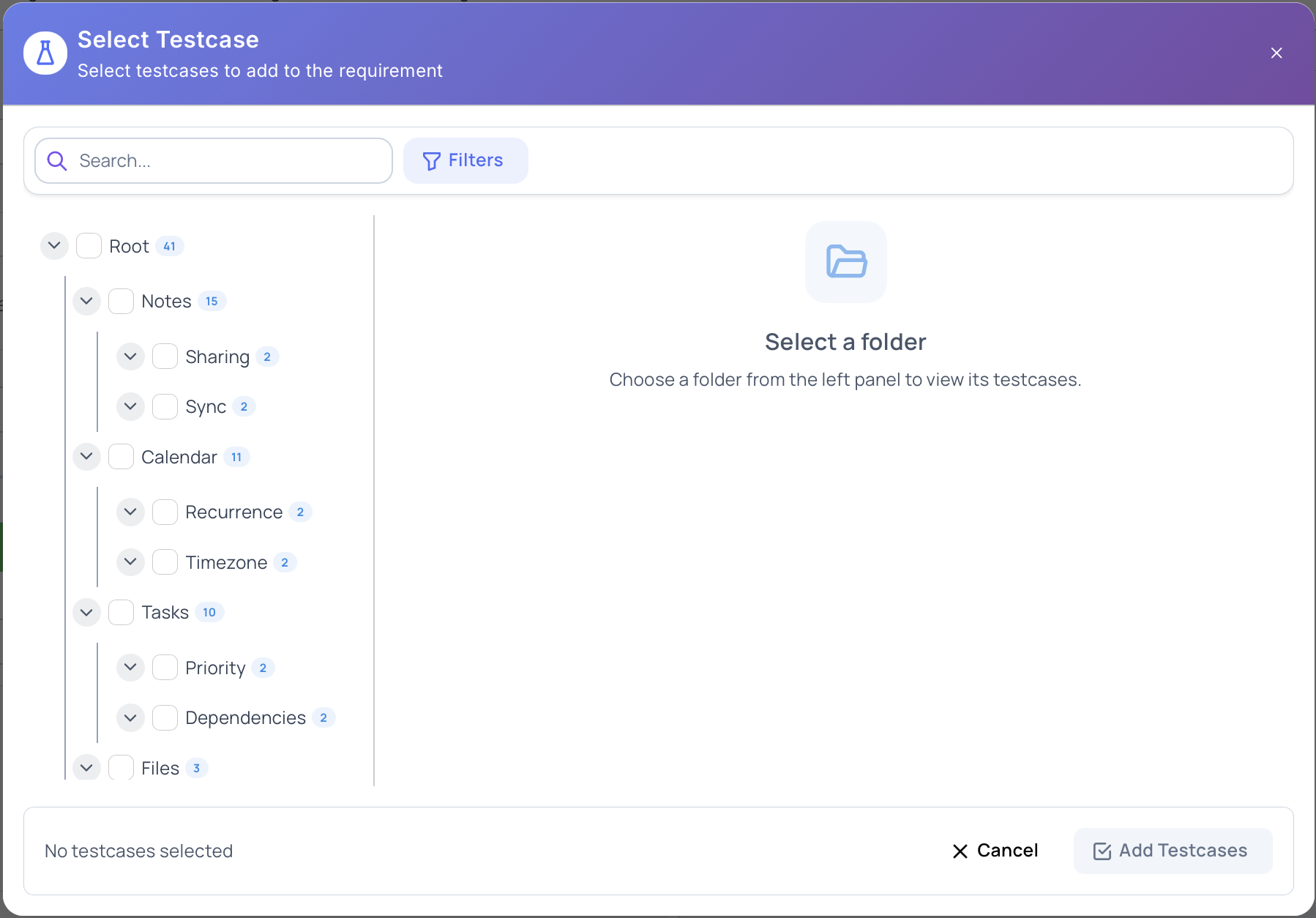 Manual Test Case Selector