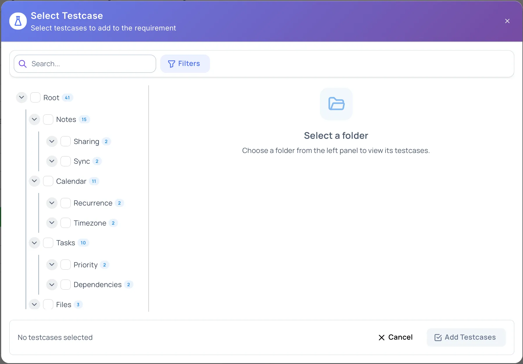 Manual Test Case Selector