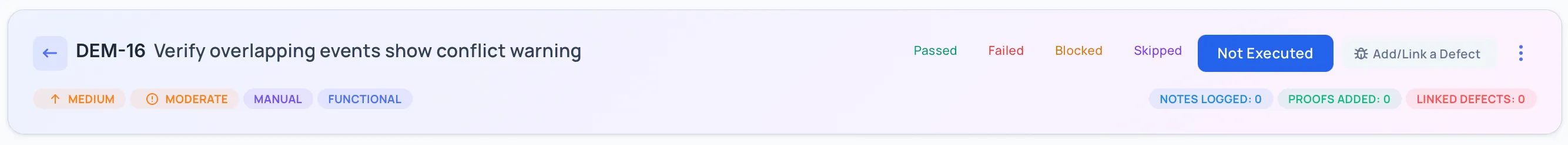 Execute Test Case Header