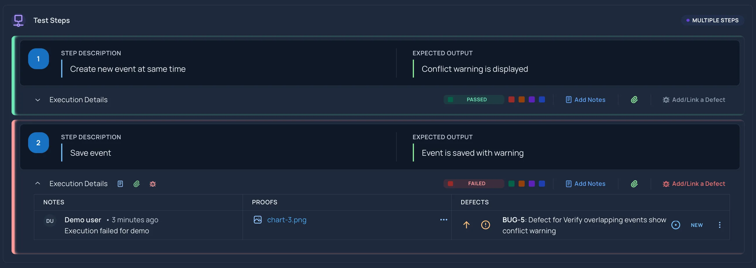 Execute Test Case Step Status