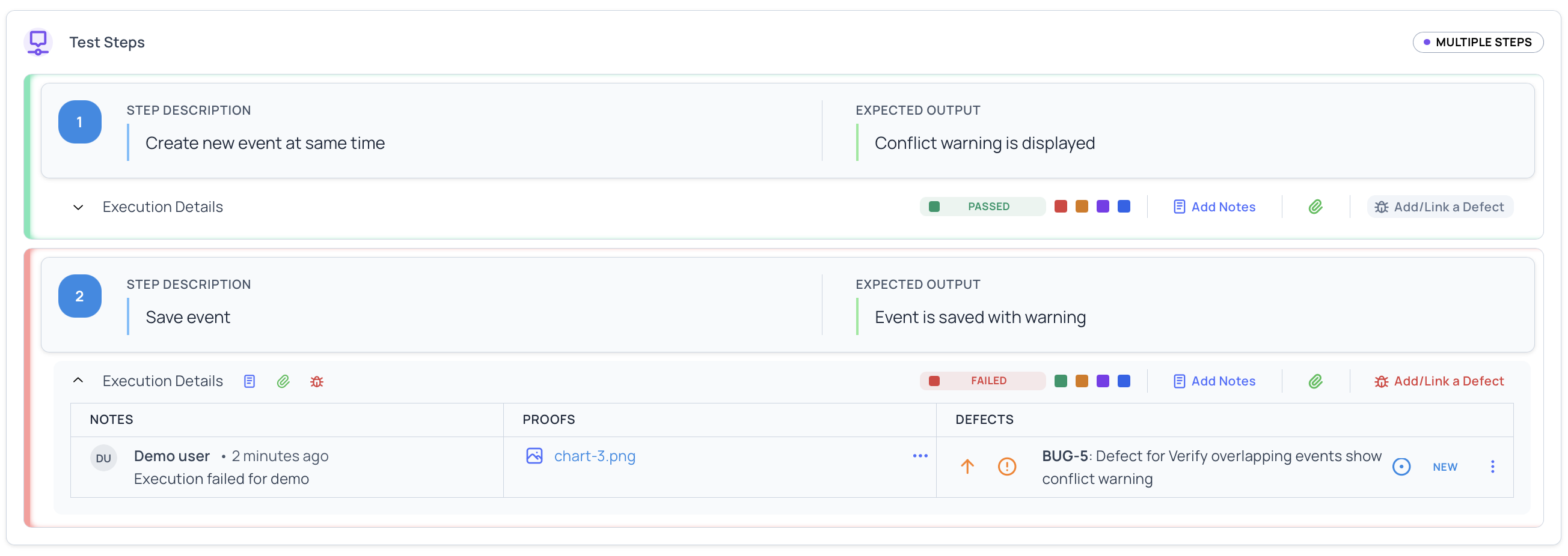 Execute Testcase Step Status