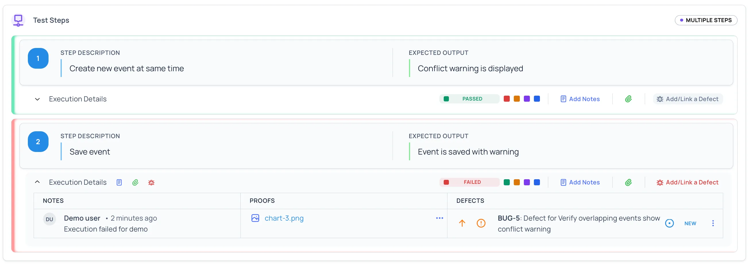 Execute Test Case Step Status