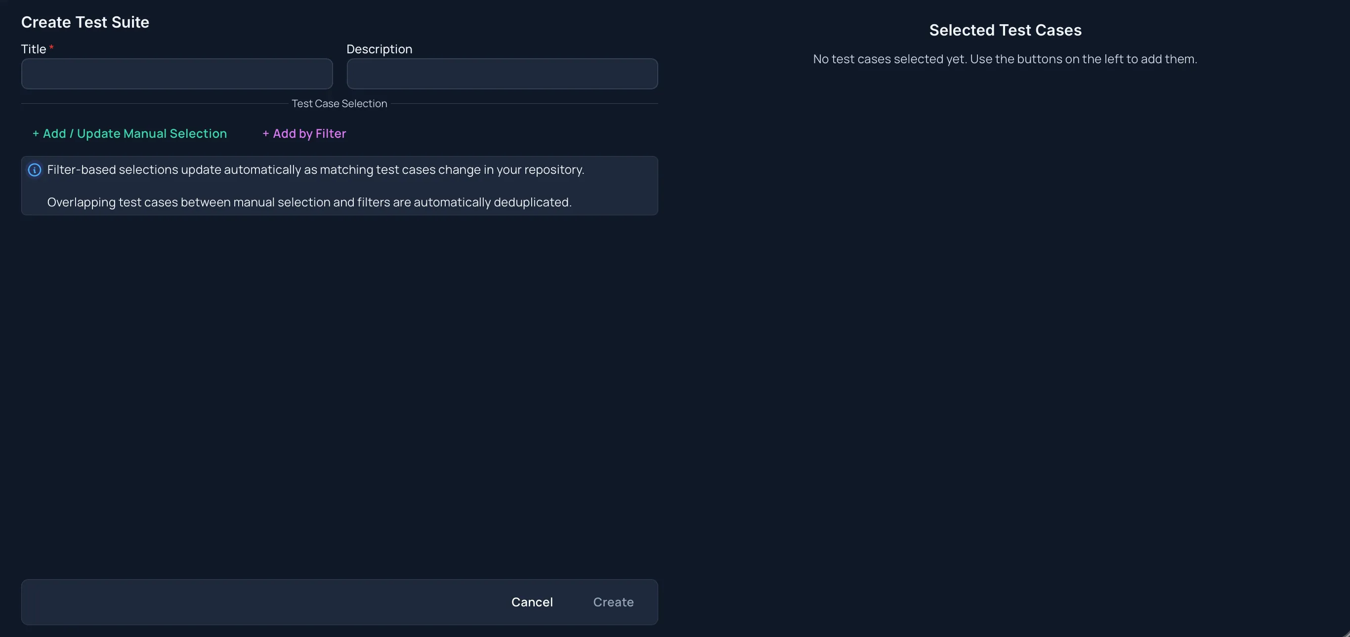 Create Test Suite Window
