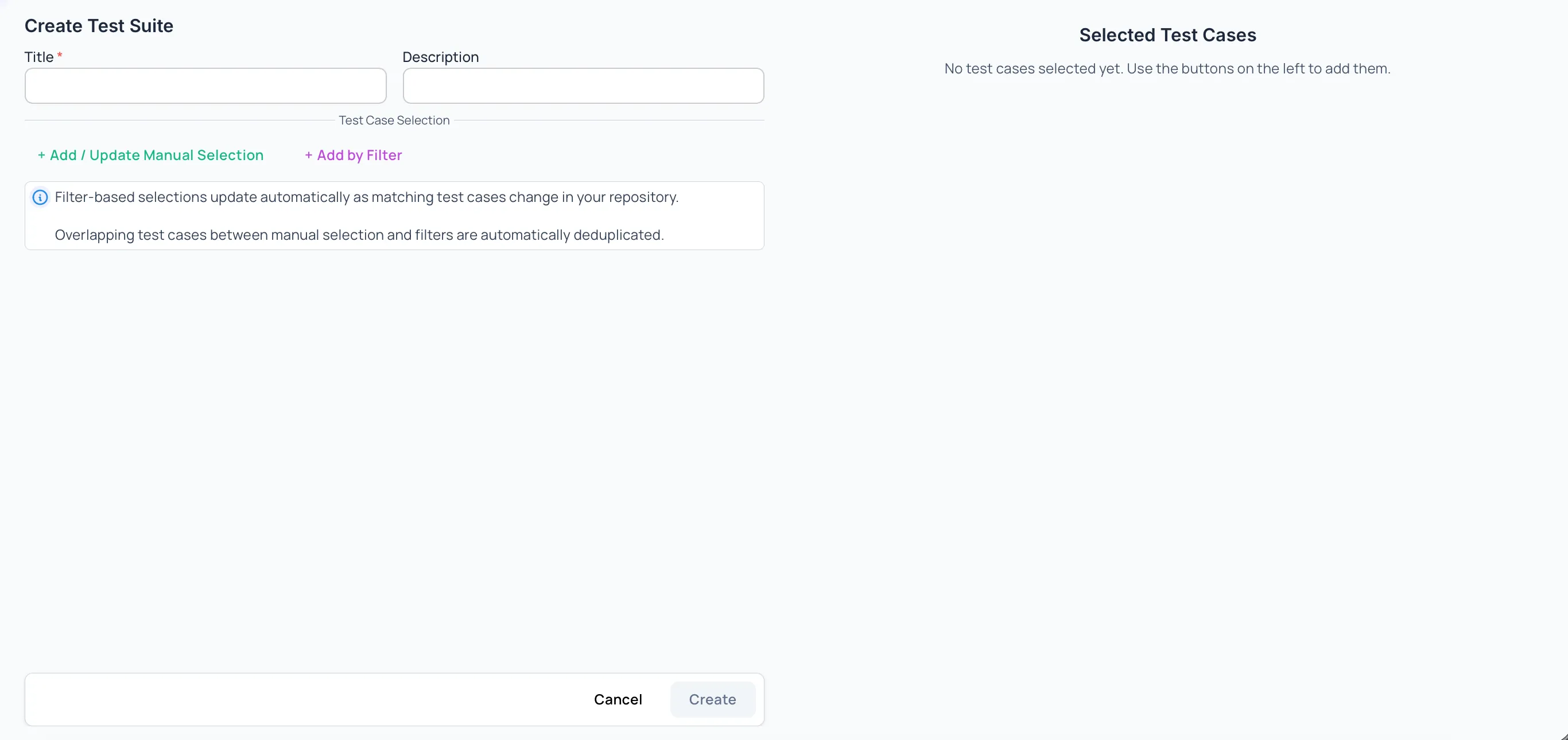 Create Test Suite Window